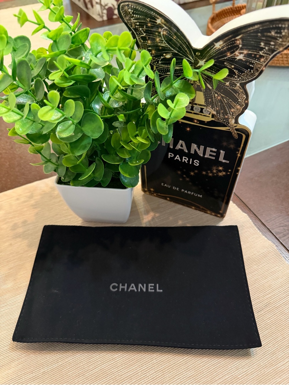CHANEL Black Velvet Phone Wallet Pouch with Subtle Logo